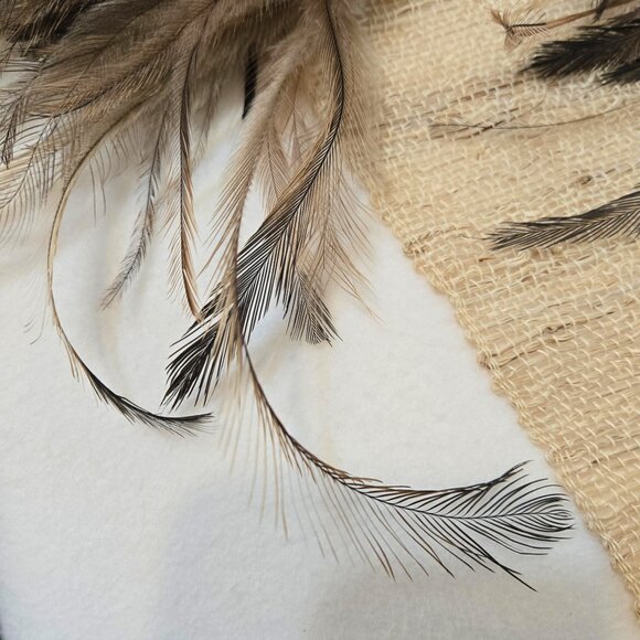 VTG Emu Feather Designer Wool Scarf Stella Cadente PARIS ~ Boho Parisian Style - Picture 14 of 16